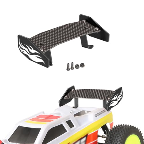 1/18 RC Rear Wing Carbon Fiber RC Tail Wing Compatible with LOSI 1/18 mini-T 2.0 RC Truck Upgrades (Black)