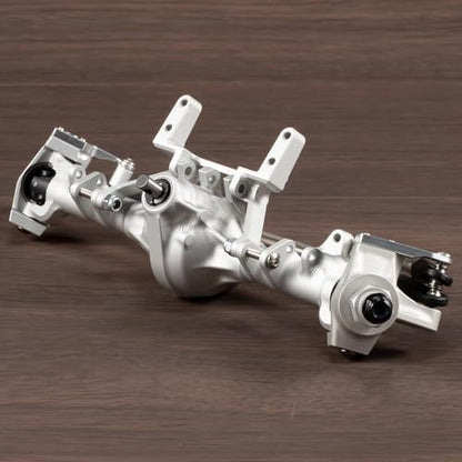 Machined Aluminum Straight Axle Set with SOA Servo Mount Black Silver Anodized for Axial SCX10 II VS4-10 1/10 RC Rock Crawler (Silver Front Axle) - color: Silver Front Axle