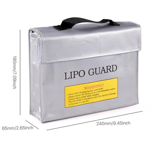 SpeedyFPV Portable Lipo Battery Safety Bag Guard Fireproof Fiberglass Charging Bag (9.5 x 2.5 x 7 Inches) - style: 9.5 X 2.5 X 7 Inches