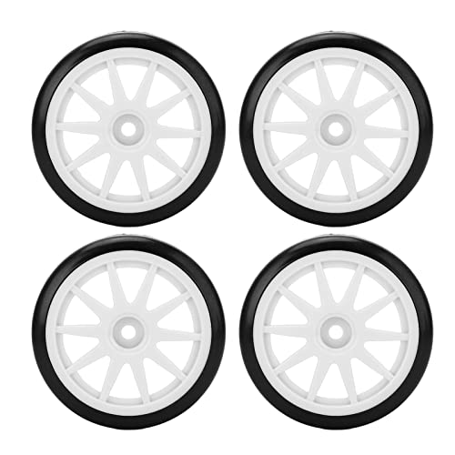 RC Drift Tires 4Pcs | 12mm Hex Hard Rubber & Plastic Wheels for Tamiya TT01 1/10 RC Car | High Grip Performance/Stable Driving/Drift Racing Accessories