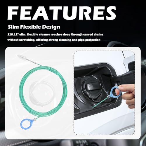 118" Flexible Sunroof Drain Cleaning Tool Kit,Automotive Sun Roof Drain Cleaning Tool Kit with Soft Brush,Syringe,Hose,Sunroof Drains Cleaner Tools for Car Sunroofs Pipe Cleanings