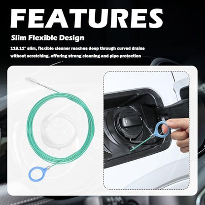 118" Flexible Sunroof Drain Cleaning Tool Kit,Automotive Sun Roof Drain Cleaning Tool Kit with Soft Brush,Syringe,Hose,Sunroof Drains Cleaner Tools for Car Sunroofs Pipe Cleanings