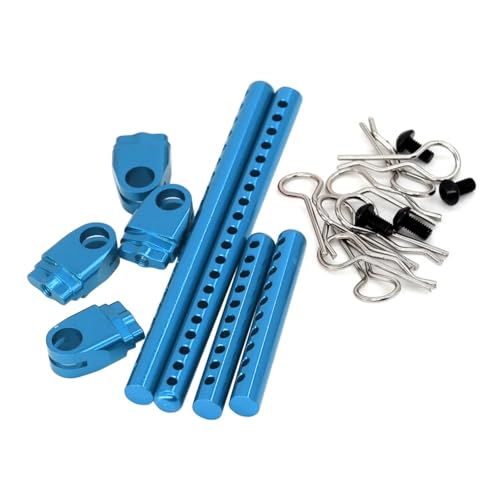 Metal RC Car Body Post Mounts Shell Fixing Columns with R-Clips Set for Tamiya for TT02 TT-02 1/10 Scale On-Road Upgrade Parts (Blue) - color: Blue