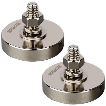 MUTUACTOR 2PCS Super Powerful Neodymium Cup Magnet with 1/4''-20 Male Threaded Stud,Φ1.26 115lb Vertical Pull-Force Non-Shattering Magnet Base with Nut and Washer for Lighting, Camera and DIY Bracket - style: 115 lbs 1/4-20" Male L 2pcs