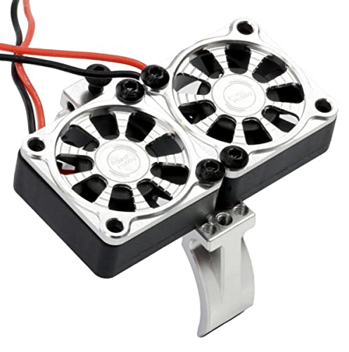 Powerhobby 1/8 Aluminum Heatsink 30mm Twin Turbo Dual High Speed Cooling Fans 28K (Silver) - color: Silver