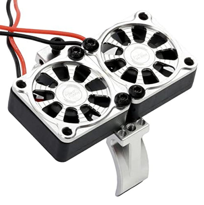 Powerhobby 1/8 Aluminum Heatsink 30mm Twin Turbo Dual High Speed Cooling Fans 28K (Silver) - color: Silver