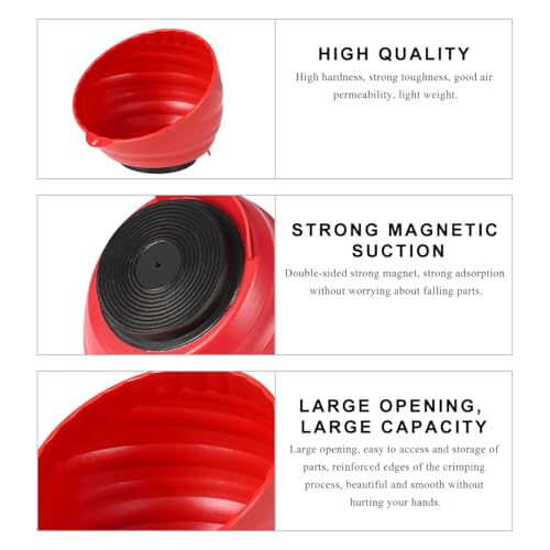 Magnetic Nut Cup, Curved Magnetic Parts Tray Bolts Organizer Holds Up to 5 Pounds, Multi-Use Nuts Screws Bowl Small Parts Tray Attaches to Metal Surface, Car Accessories (Red) - color: Red