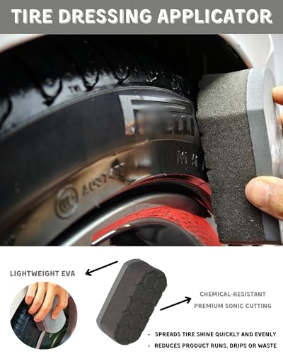 7PCS Pro-Grade Wheel Cleaning Kit: Long Handle Soft Wheel Brushes, Detailing Brush, Tire Scrubber, Wash Mitt, Hex-Logic Applicator & Microfiber Towel for Deep Car Detailing - size: 7 Packs