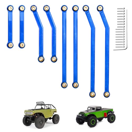 Hobbypark High Clearance Links Set Aluminum Upgrades Linkage for Axial SCX24 Deadbolt AXI90081 B17 Upgrades 1/24 RC Crawler Car (Blue) - color: Blue