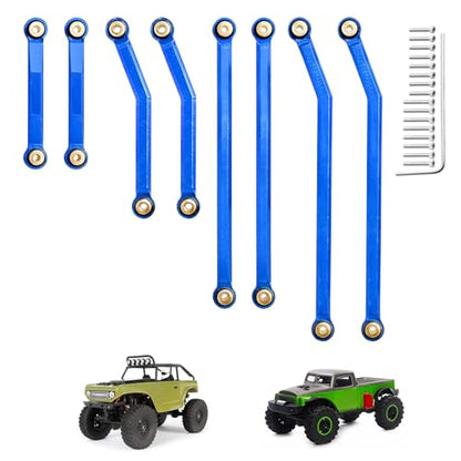 Hobbypark High Clearance Links Set Aluminum Upgrades Linkage for Axial SCX24 Deadbolt AXI90081 B17 Upgrades 1/24 RC Crawler Car (Blue) - color: Blue