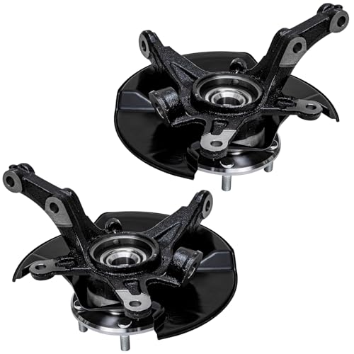 Detroit Axle - 4pc Front Steering Knuckles Kit for 06-11 Honda Civic, 2 | Disc Brake Calipers w/Bracket 2 Steering Knuckles & Wheel Bearing Hubs 2006 2007 2008 2009 2010 2011 Replacement - size: 4BU47731/Kit