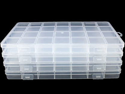 4Packs 28 Grids Bead Organizer Plastic Organizer Box with Fixed Dividers-Jewelry, Accessories, and Small Parts Container Clear Box for Jewerly Beads, Sewing, Drawing - size: 4pcs 28 Grids