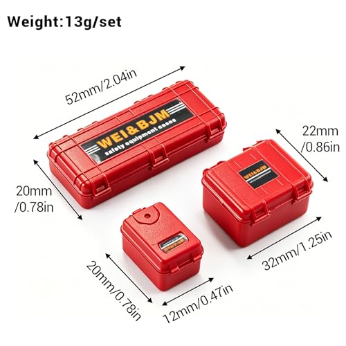 1/24 1/18 Scale RC Crawler Accessories Compatible with 1/24 SCX24 1/18 TRX4M Car Roof Kit with Luggage Net, ARB Bag, Recovery Boards, Shovel, Toolboxes, Wood Box, Luggage Box - color: Red
