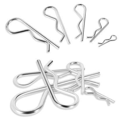 50 Pcs Cotter Pins Assortment Kit R Clips retaining pin | Heavy Duty R Clips Hardware Pins, 5 Sizes Spring Fasteners, Hitch Pin for Trailer Locking