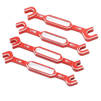 RC Car Wrench, 3.0 to 6.0mm Aluminum Alloy Turnbuckle Nut Ball Joint Remover Wrench Set, with Lightweight Durable Construction for Adjusting Ball Joints, Pull Rods, and Push Rods (Red) - color: Red