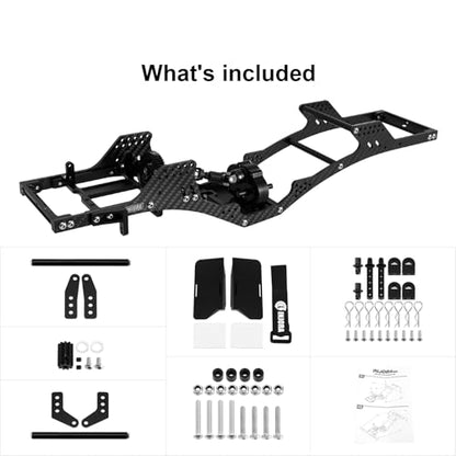 INJORA Front Mounted Transmission LCG Carbon Fiber Chassis Kit for 1/10 RC Crawlers Upgrade(INC-10F)