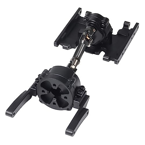 SCX10 II Planetary Gearbox Transfer Case Short Drive Shaft Skid Plate Front Motor Mount for 1/10 RC Crawler Chassis SCX10 II Upgrades Accessories (Black)