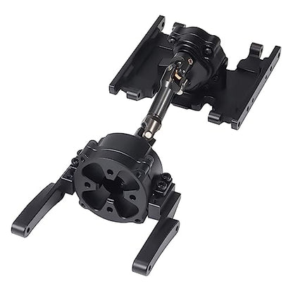 SCX10 II Planetary Gearbox Transfer Case Short Drive Shaft Skid Plate Front Motor Mount for 1/10 RC Crawler Chassis SCX10 II Upgrades Accessories (Black)
