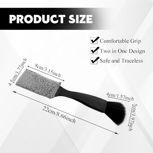 Universal 2 in 1 Duster for Car Clean, Car Detailing Brush, Double Head Soft Car Interior Detailing Brush Dust Brush, Car Double Head Clean Brush for Air Vents Dashboard Screen (Black) - color: Black