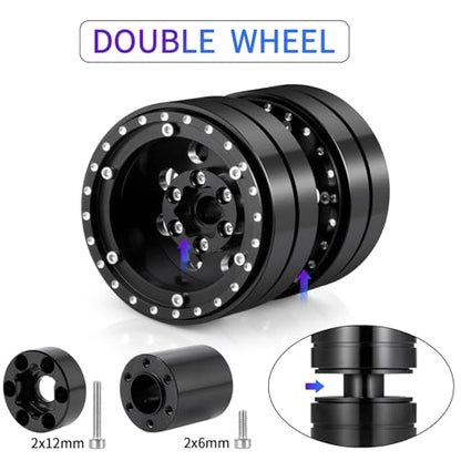 RCLIONS 1.9" Dually Beadlock Wheels 4PCS RC Aluminum Rims for 1/10th AXIAL SCX10 SCX10 II TRX4 TRX6 Flatbed Hauler RC Crawler Car Upgrade Parts - size: 4PCS