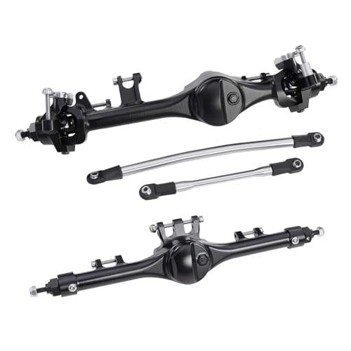 F10T Aluminum Front Rear Straight Axle Complete for 1/10 RC Crawler Axial SCX10 II Vanquish VS4-10 Phoenix F10T Upgrade Parts (Black Set) - color: Black Set