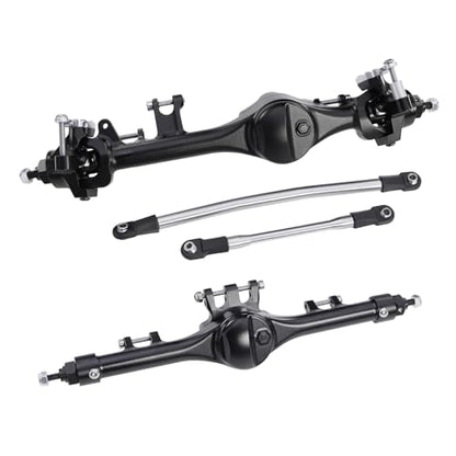 F10T Aluminum Front Rear Straight Axle Complete for 1/10 RC Crawler Axial SCX10 II Vanquish VS4-10 Phoenix F10T Upgrade Parts (Black Set) - color: Black Set