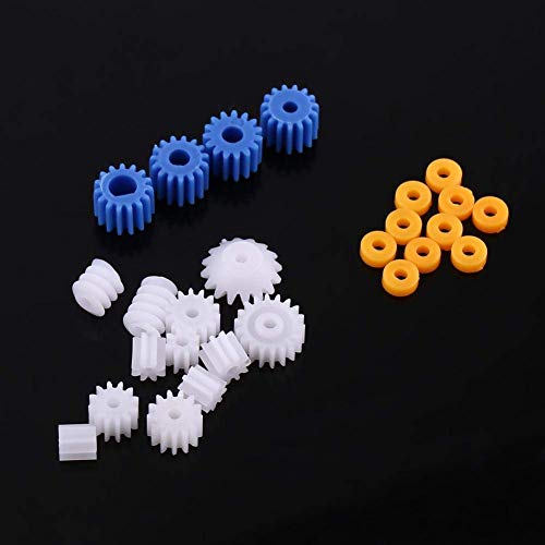 Walfront 26pcs Plastic Spindle Gear Set 2MM/2.3MM/3MM/3.17MM/4MM Motor Gear Assortment Kit for DIY Robot Car Model Hobby Craft Replacement Parts for 130/180/280/370 Motors