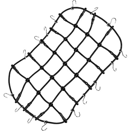 1/10 RC Elastic Cargo Net 19×12cm with Hooks, Scale Luggage Net for TRX4 | Compatible with TRX4 SCX10 D90 Axial 90046 1/10 RC Crawler Truck Accessories (Black) - color: Black