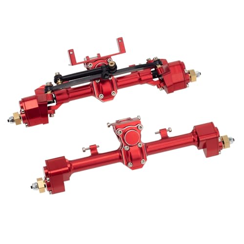 Aluminum Alloy Portal Axle Assembly, High Clearance CNC Metal Upgrade Parts Compatible with for axial SCX24 C10 90081 AXI00002 AXI00005 1/24 RC Crawlers (red Set) - color: Red Set