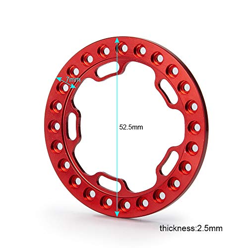 Aluminum RC 1.9" Beadlock Wheel Ring for 1:10th Crawler Car - color: Matte Red