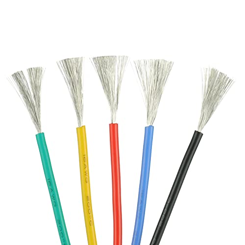 BOJACK 16 AWG Flexible Silicone Wire Electric Wire Hook up Wire Kit 300V Cables with Plus 20 φ4mm Heat Shrink Tubings and a Mini Wire Stripper(5 Colors 13.12Ft Each Color, 16AWG) - size: 16 AWG Silikondraht
