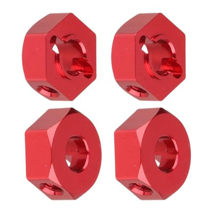 12mm Wheel Hex Hubs 5mm Axle Hole, Drive Adapter Set w/ M4 Flange Lock Nuts for 1/10 1/12 RC Car Truck Buggy, Compatible with Traxxas Tamiya Redcat Axial (Red) - color: Red