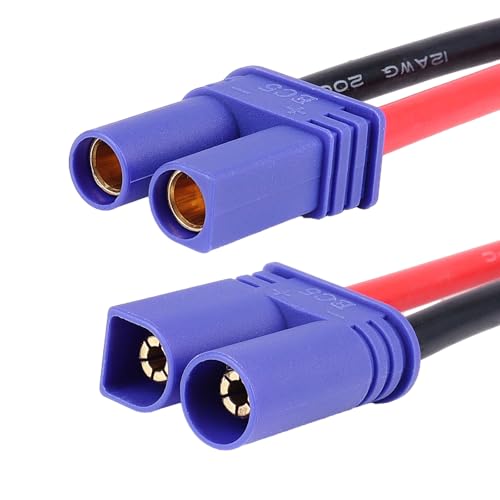 Hobbypark EC5 Plug Connector Male & Famale with 12AWG 12 Gauge Silicone w/Battery Straps for RC Lipo Battery Cable Drones Cars (4PCS)