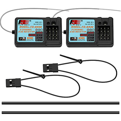 Flysky GR3E Receiver Waterproof 2.4G 3CH for FS-GT2 GT2B GT3B GT3C IT4S 2PC - size: 2 Pcs
