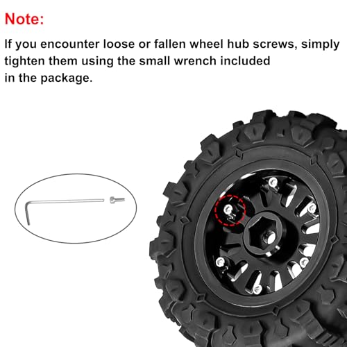 LRFHL 1.3" Beadlock Wheel Tires Aluminum for SCX24 TRX4M, 4PCS, Silver | Upgraded 1.45-inch Wheel, 1/24 SCX24 1/18 TRX4M RC Crawler Car Upgrade - color: Black Tires+ Silver Wheels-2