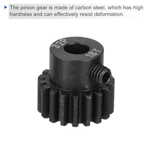 MECCANIXITY 2 Pcs RC 32P Hardened Pinion Gear 5mm Shaft, 17T Motor Gears Carbon Steel for 1/10 RC Model Car Boat Drone - style: 17T