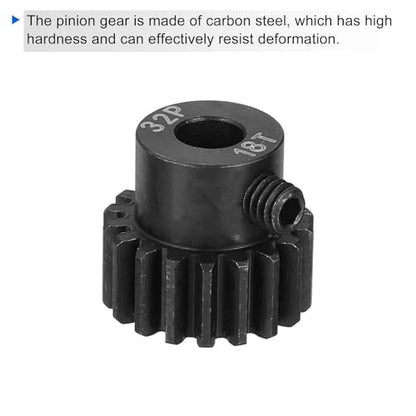 MECCANIXITY 2 Pcs RC 32P Hardened Pinion Gear 5mm Shaft, 17T Motor Gears Carbon Steel for 1/10 RC Model Car Boat Drone - style: 17T