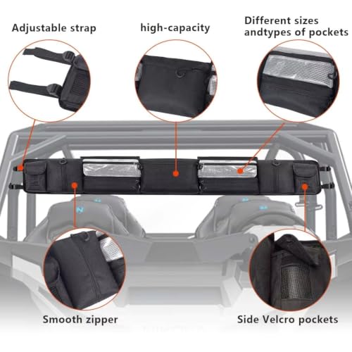 UTV Storage Organizer for Can-Am Maverick X3 X RC Turbo RR | Upgraded 600D Fabric Resists Tearing During Off-Road Trips Offering High Capacity Multi-Pocket Storage