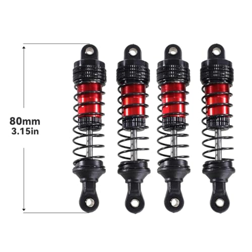 4PCs Upgraded Shock Absorbers Front ＆ Rear Hydraulic Shock Absorbers for MJX Hyper Go SCY Wltoys H16BM H14BM 14301 14302 14303 1/12 1/14 1/16 RC Car Upgrade Parts (80mm Red) - color: 80mm Red