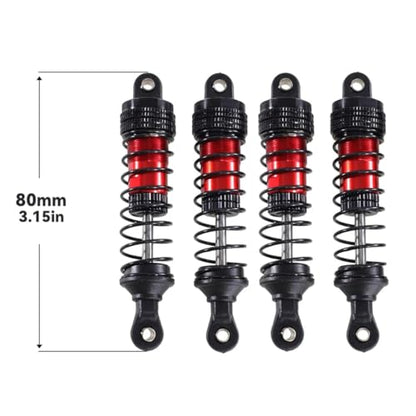 4PCs Upgraded Shock Absorbers Front ＆ Rear Hydraulic Shock Absorbers for MJX Hyper Go SCY Wltoys H16BM H14BM 14301 14302 14303 1/12 1/14 1/16 RC Car Upgrade Parts (80mm Red) - color: 80mm Red