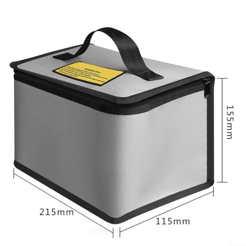 For Lipo for battery Charging Bag, Safety Storage Pouch for RC Car Li-ion Polymer Batteries, Flame Resistant with Secure Zipper Closure(215 * 165 * 45MM)
