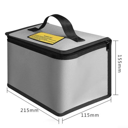 For Lipo for battery Charging Bag, Safety Storage Pouch for RC Car Li-ion Polymer Batteries, Flame Resistant with Secure Zipper Closure(215 * 165 * 45MM)