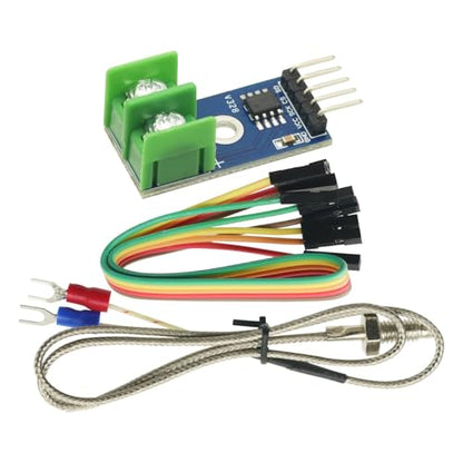 MAX6675 K-Type Thermocouple Module, DC 3-5V, SPI | 0-1024C range, 0.25C resolution, -20 to 85C operating range, M6 screw probe, for Arduino