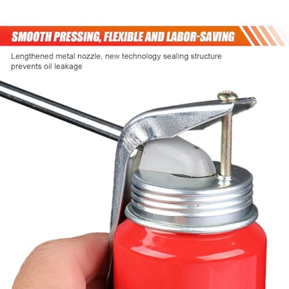 2PCS Oil Can Pump Oiler, Tank Pump Lubricator, Engine Oil Dispenser, 200ml Gun Oiler Spray Can, Manual Oil Gun With Rigid Spout for Auto Motorcycles Applications Oil Lube Systems