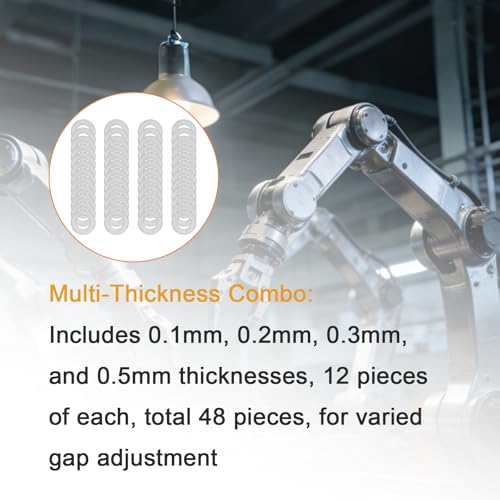 M3x6 Precision Thin Spacers for Mini Electronics,304 Stainless Steel 48pcs | Shim washer set with 0.1,0.2,0.3,0.5mm thicknesses,12 pcs each,for M3 bolts,mechanical DIY and compact component spacing - size: M3X6