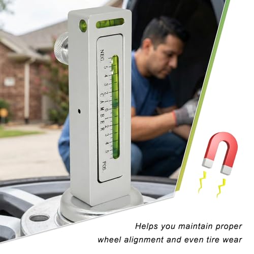 Adjustable Magnetic Gauge Tool, Automotive Wheel Hub Alignment Instrument with Magnetic Base, Wheel Camber Castor Tire Repair Tool for Sedan SUV Truck RV, Car Accessories