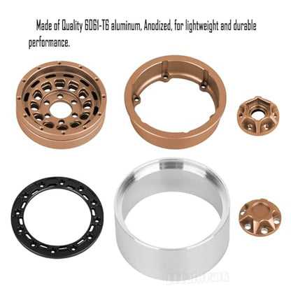 Aluminum 1.9 Beadlock Wheel Rims with Adjustable Offset for 1/10 RC Crawler Car SCX10 SCX10 II 90046 SCX10 III AXI03007 TRX4/6 Gen7/8 D90 VS4-10,BRCatWPark 4pcs Double Beadlock Wheel Rims,Brown - color: Brown - (Rims)