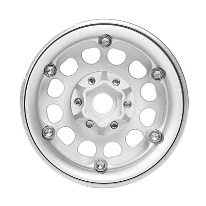 INJORA RC Rims 4pcs 1.9 Inch Beadlock RC Wheel Rim Set Wheel Hub for 1:10 RC Crawler Axial SCX10 SCX10 II 90046 SCX10 III AXI03007 TRX4 D90 12mm Hex (Silver) - color: Silver
