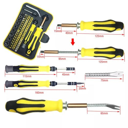 70-in-1 Screwdriver Bit Set - Magnetic Precision Bits for Electronics, Furniture & Auto Repair, CR-V Steel with Portable Case (1/4" Hex Shank with 2 Handle)