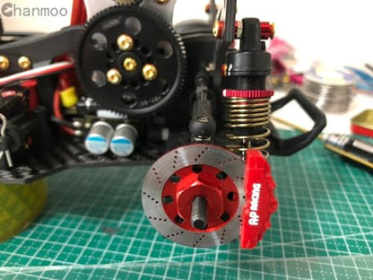 1/10 RC Aluminum Alloy 12mm Hex Drift Wheels Rim Tires Hub Brake Disc Compatible with 1/10 RC On Road Rally Touring Racing Street Car Traxxas Tamiya HSP HPI Redcat Racing 4PCS (Red) - color: Red